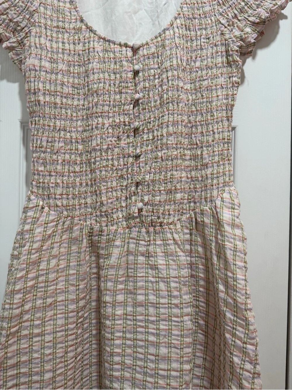 Anthropologie Short Sleeve Smocked Midi Dress Medium